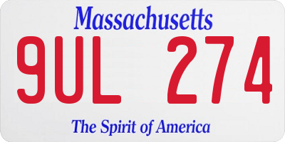 MA license plate 9UL274