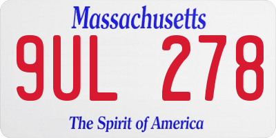 MA license plate 9UL278