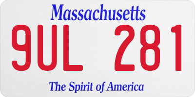 MA license plate 9UL281