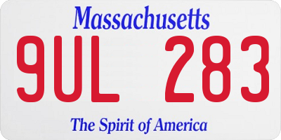 MA license plate 9UL283