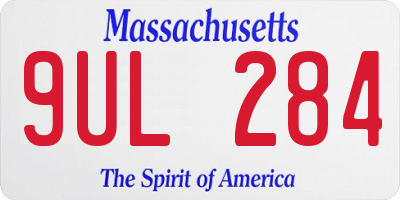 MA license plate 9UL284