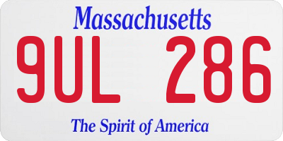 MA license plate 9UL286
