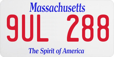 MA license plate 9UL288