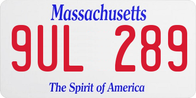 MA license plate 9UL289