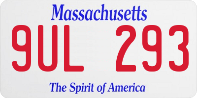MA license plate 9UL293