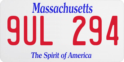 MA license plate 9UL294