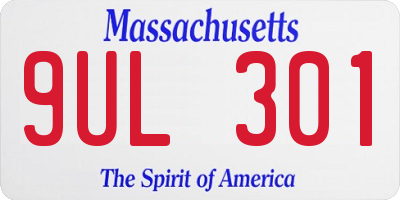 MA license plate 9UL301