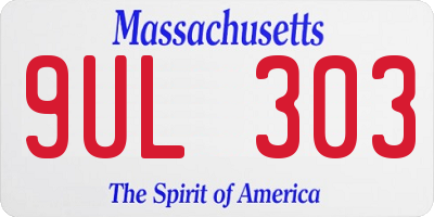 MA license plate 9UL303