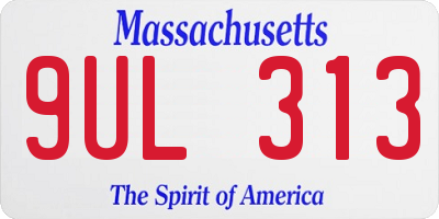MA license plate 9UL313