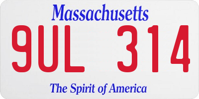 MA license plate 9UL314