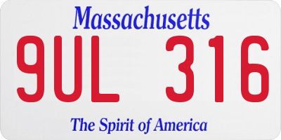 MA license plate 9UL316