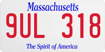 MA license plate 9UL318