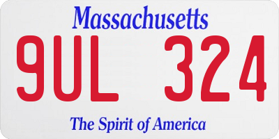 MA license plate 9UL324