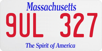 MA license plate 9UL327