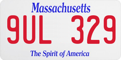 MA license plate 9UL329