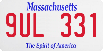 MA license plate 9UL331