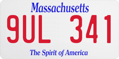 MA license plate 9UL341