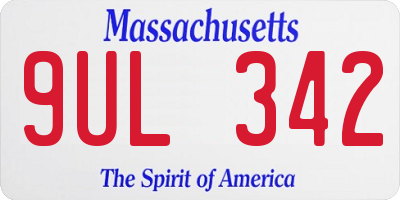 MA license plate 9UL342