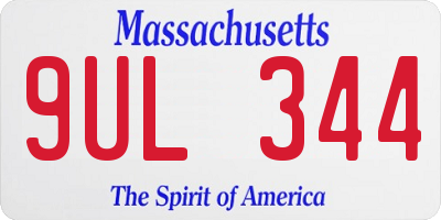MA license plate 9UL344