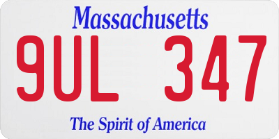 MA license plate 9UL347