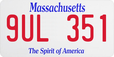 MA license plate 9UL351