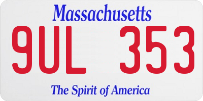 MA license plate 9UL353