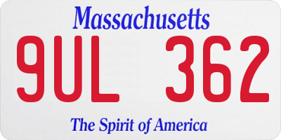 MA license plate 9UL362