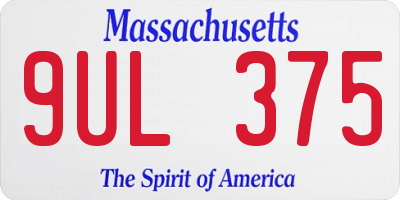 MA license plate 9UL375