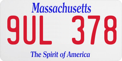 MA license plate 9UL378