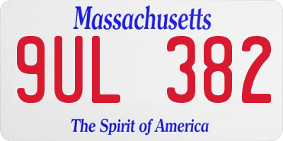 MA license plate 9UL382