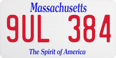 MA license plate 9UL384