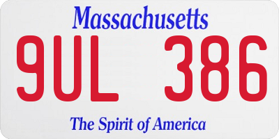 MA license plate 9UL386