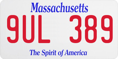 MA license plate 9UL389