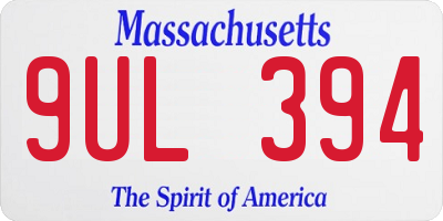 MA license plate 9UL394