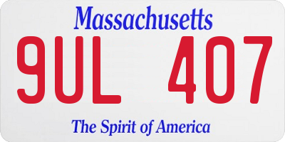MA license plate 9UL407
