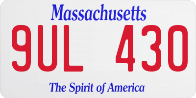 MA license plate 9UL430