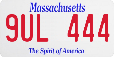 MA license plate 9UL444