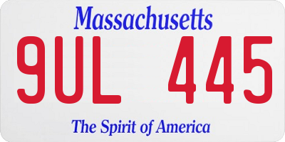 MA license plate 9UL445