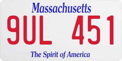 MA license plate 9UL451