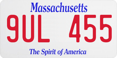 MA license plate 9UL455