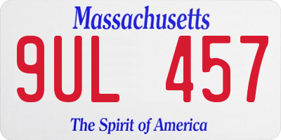 MA license plate 9UL457