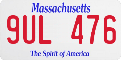 MA license plate 9UL476