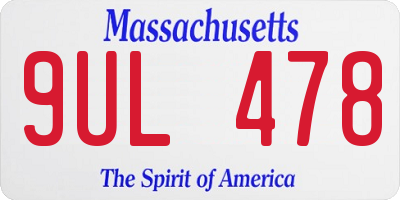 MA license plate 9UL478