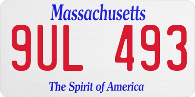 MA license plate 9UL493