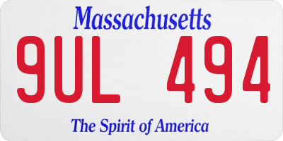 MA license plate 9UL494