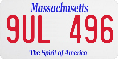 MA license plate 9UL496