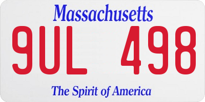 MA license plate 9UL498