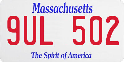 MA license plate 9UL502