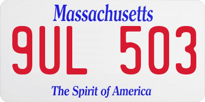 MA license plate 9UL503