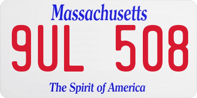 MA license plate 9UL508